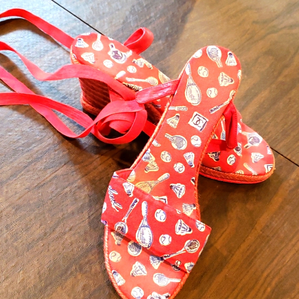 Authentic Vintage Chanel wedged espadrilles